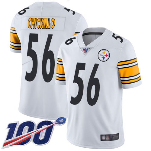 Men Pittsburgh Steelers Football #56 Limited White Anthony Chickillo Road 100th Season Nike NFL Jersey